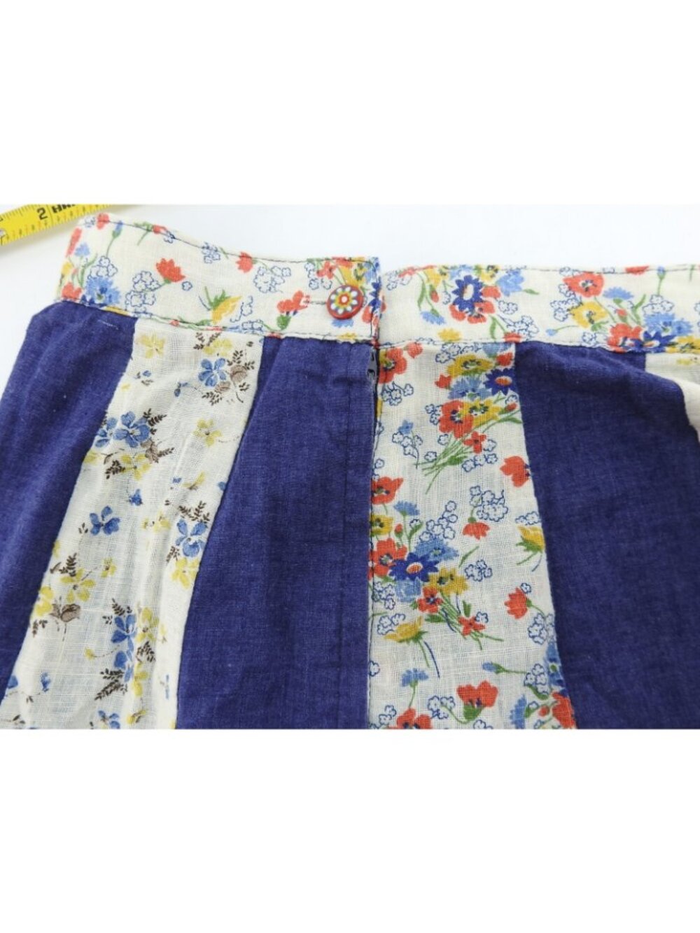 Vintage Women's ArtBro Size 9 Patchwork Dress Skirt Set Floral Denim 70s LS - Picture 10 of 16